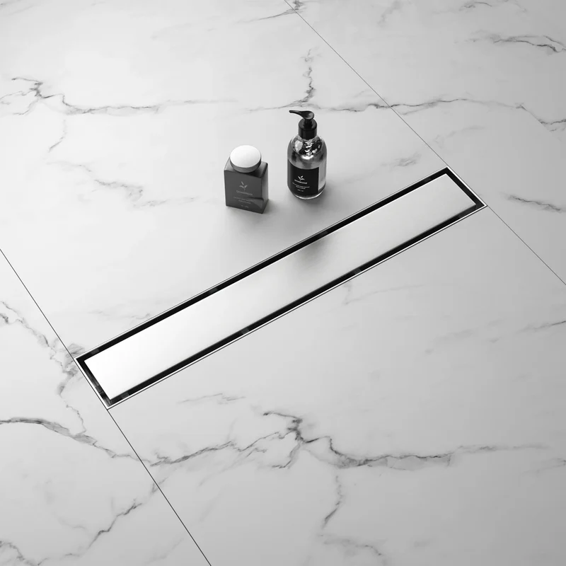 NEODRAIN 28 Inch Recessed Tile-In Brushed Stainless Steel Linear Floor Drain Dropship Friendly