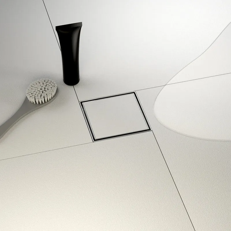 US Dropshipping 4x4 Inch Brushed Stainless Steel Square Floor Drain with Tile Insert Cover