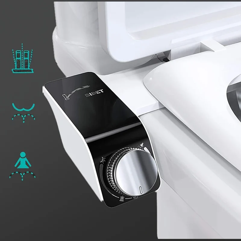 Ultra Slim Dual Nozzle Bidet Seat Sprayer Non-Electric Retractable Adjustable Water Pressure Modern ABS Plastic Hotels