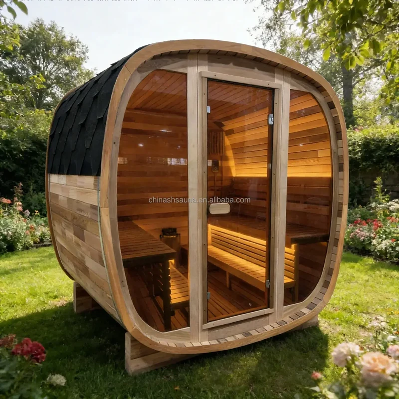 6-Person Outdoor Traditional Sauna Premium Aromatic Red Cedar Wood Barrel Home Spa Kit