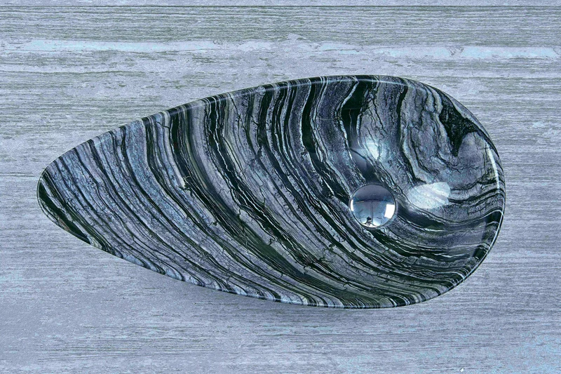 Hot Sale Modern Vessel Water-drop Shape Natural Stone Basin Bathroom Natural Stone Basin Bathroom Eco-Friendly Marble Sink