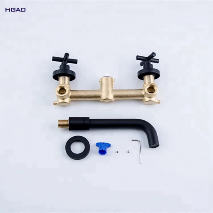 Matt Black Bathroom Vanity Faucets Mixer Sink Faucet Tap Single Wall Mounted Ceramic Factory Direct Wholesale Brass In-Wall