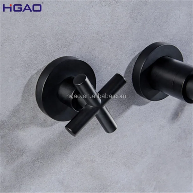 Matt Black Bathroom Vanity Faucets Mixer Sink Faucet Tap Single Wall Mounted Ceramic Factory Direct Wholesale Brass In-Wall