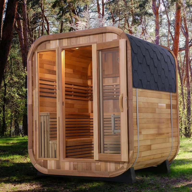 Best-Selling Luxury 2-4 Person Outdoor Traditional Canada Red Cedar Cube Outdoor Sauna
