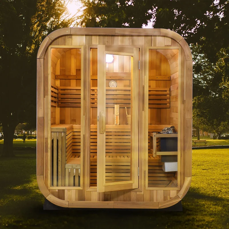 Best-Selling Luxury 2-4 Person Outdoor Traditional Canada Red Cedar Cube Outdoor Sauna