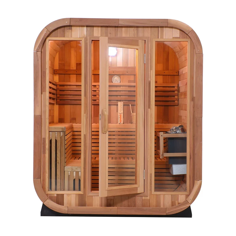 Best-Selling Luxury 2-4 Person Outdoor Traditional Canada Red Cedar Cube Outdoor Sauna