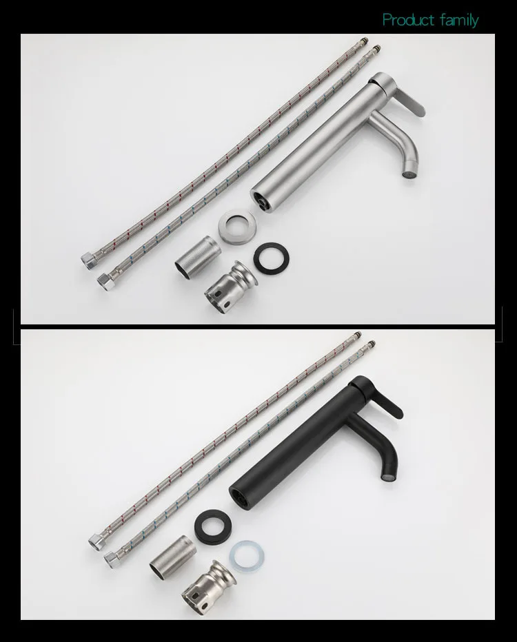 5 Years Warranty Stainless Steel 304 Basin Faucet Hot and Cold Sink Bathroom Tap Deck Mount Bath Taps and Faucets