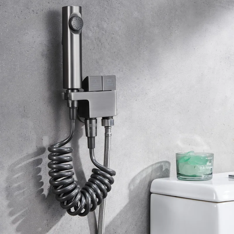 Bathroom Wall Mounted Chrome-Plated Brass Toilet Companion Bidet Sprayer Set