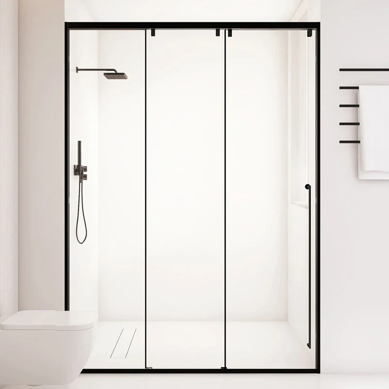 New Product Modern 6mm Tempered Glass Stainless Steel Handle Sliding Shower Door for Bathroom Shower Screen