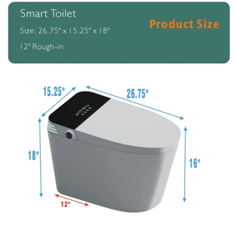 USA Free Drop Shipping America Ready Stock Wc Smart Bidet Seat Auto Flush Heated Seat Adjustable Temp Toilet Bowl for Bathroom