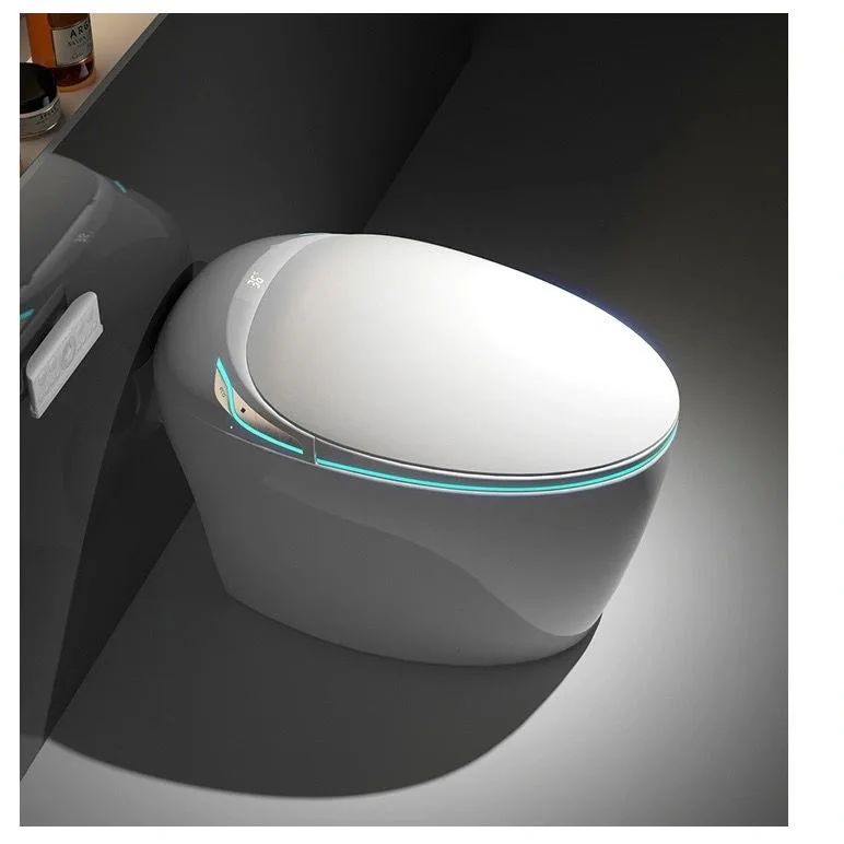 Intelligent Egg-Shaped Smart Toilet for Home Use Full-Automatic Flip Foam Shield Siphon Type Sterilization Instant Hot P-Trap
