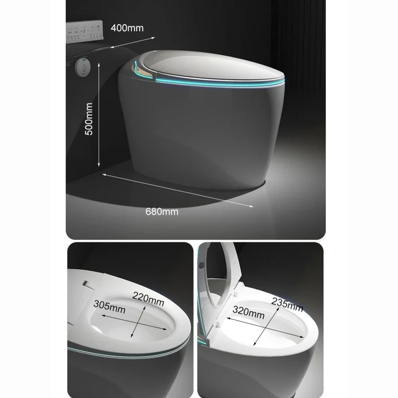 Intelligent Egg-Shaped Smart Toilet for Home Use Full-Automatic Flip Foam Shield Siphon Type Sterilization Instant Hot P-Trap
