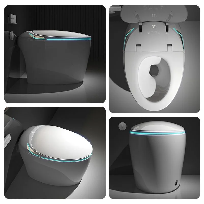 Intelligent Egg-Shaped Smart Toilet for Home Use Full-Automatic Flip Foam Shield Siphon Type Sterilization Instant Hot P-Trap
