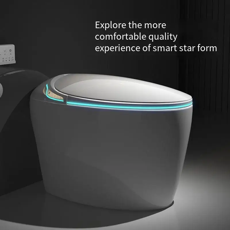 Intelligent Egg-Shaped Smart Toilet for Home Use Full-Automatic Flip Foam Shield Siphon Type Sterilization Instant Hot P-Trap