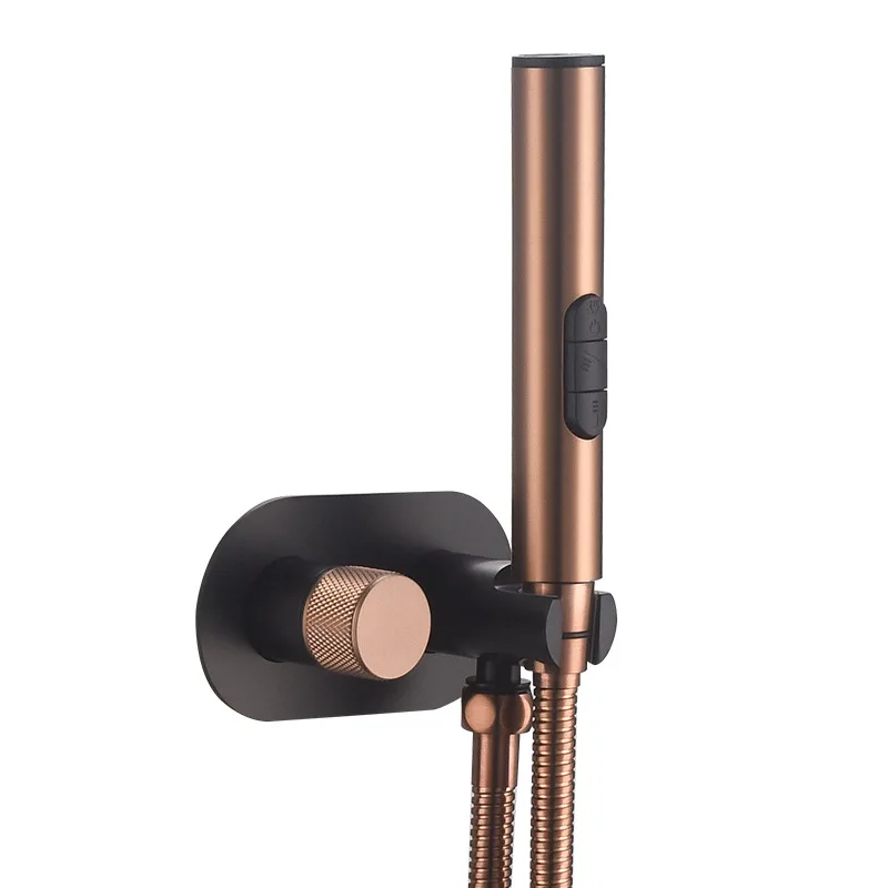 Brushed Gold Uncoated Brass Handheld Bidet Sprayer Set Wall Mount Toilet Washer with Adapter Bathroom Use