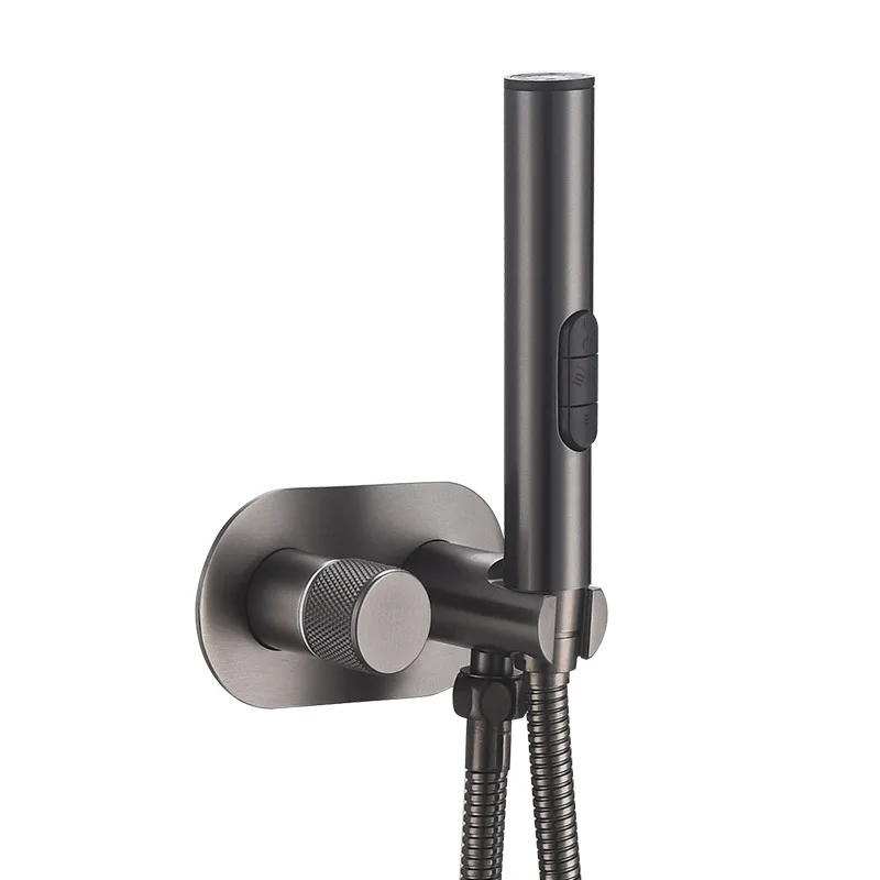 Brushed Gold Uncoated Brass Handheld Bidet Sprayer Set Wall Mount Toilet Washer with Adapter Bathroom Use