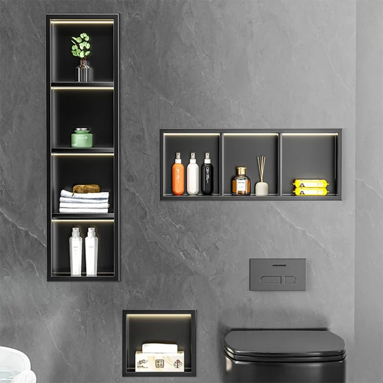 High Quality Reusable Stainless Steel Shower Room Shelf Modern Corner Mounted No Nailing Required-Wall-Mounted Bathroom Shelf