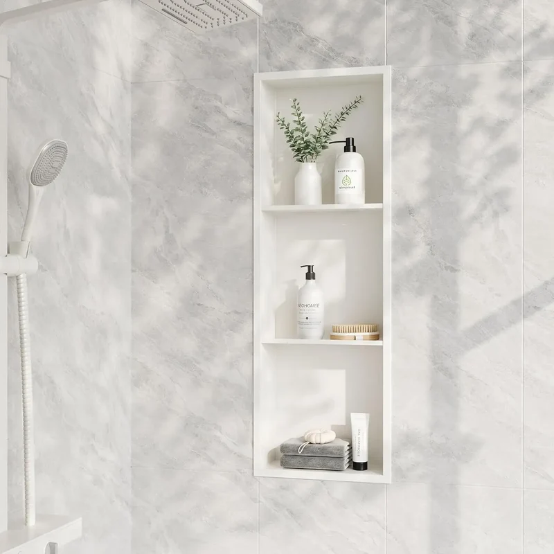 High Quality Reusable Stainless Steel Shower Room Shelf Modern Corner Mounted No Nailing Required-Wall-Mounted Bathroom Shelf
