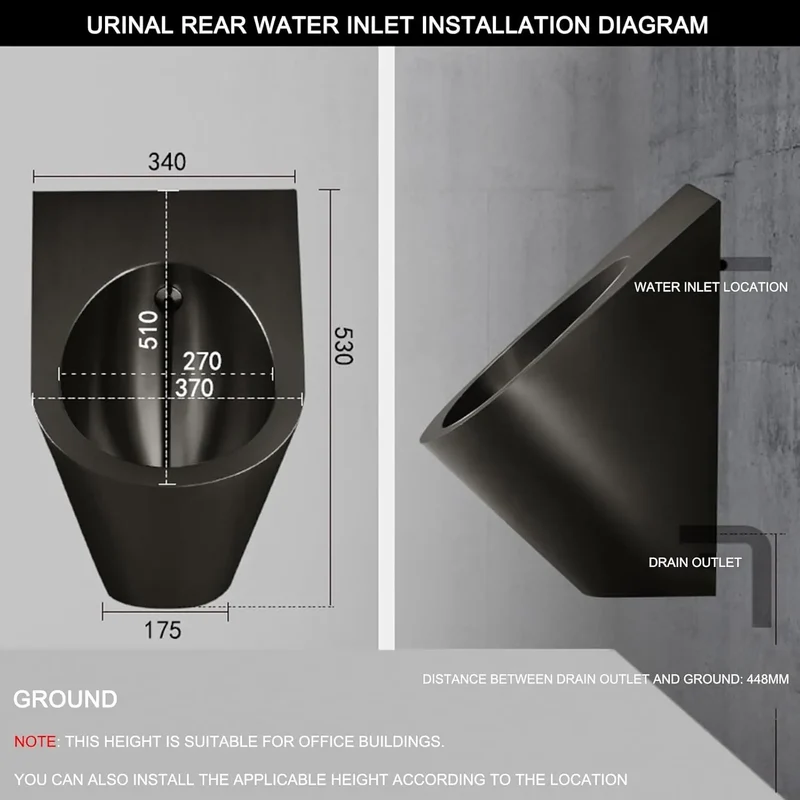 Intelligent Urinal Flush Sensor Modern Bathroom Wall Mounted Urinals Toilet for Men
