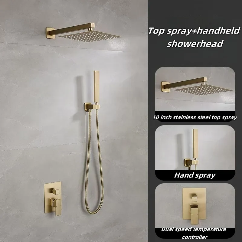 Europe Type Modern Wall Mounted Chrome Rainfall Concealed Bathroom Shower Set Hot Sale Brass Concealed Shower Set