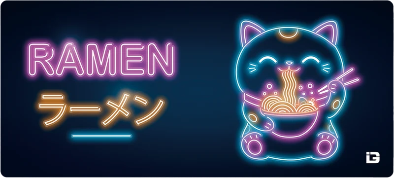 Neon Retro Neko Ramen