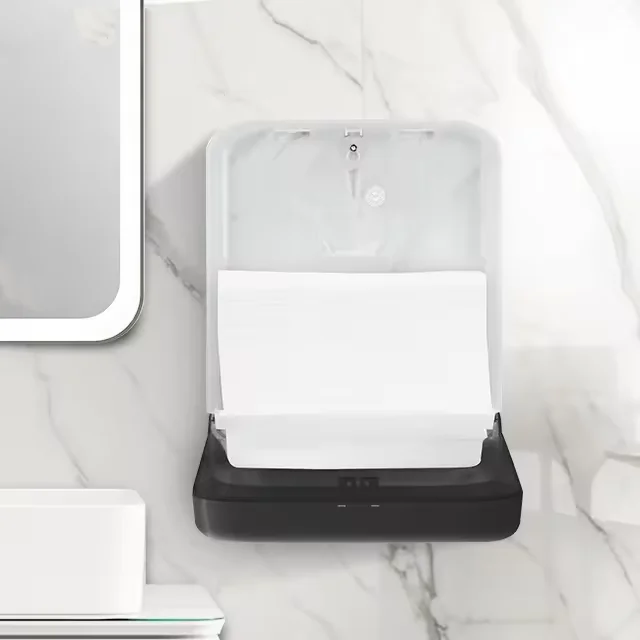 Commercial Black Folded Interleave Hand Pull Toilet Paper Towel Dispenser Wall-Mounted ABS Plastic Eco-Friendly Multifold Manual