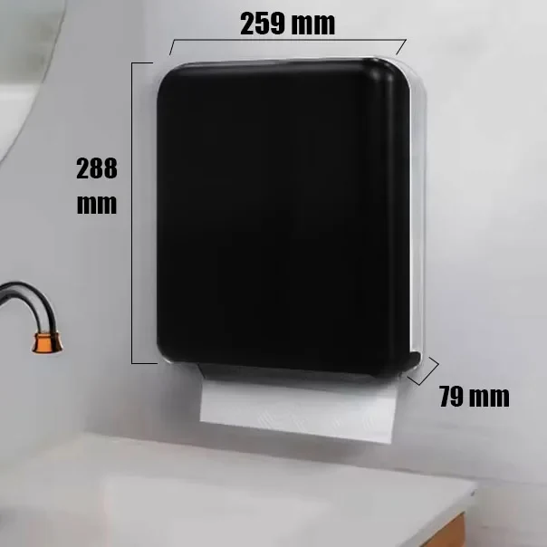 Commercial Black Folded Interleave Hand Pull Toilet Paper Towel Dispenser Wall-Mounted ABS Plastic Eco-Friendly Multifold Manual