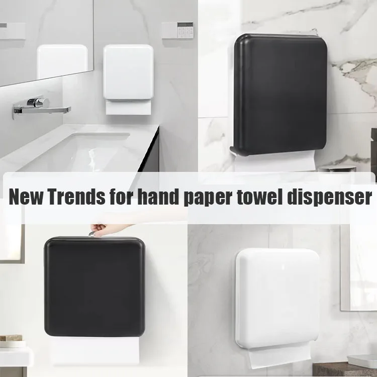 Commercial Black Folded Interleave Hand Pull Toilet Paper Towel Dispenser Wall-Mounted ABS Plastic Eco-Friendly Multifold Manual