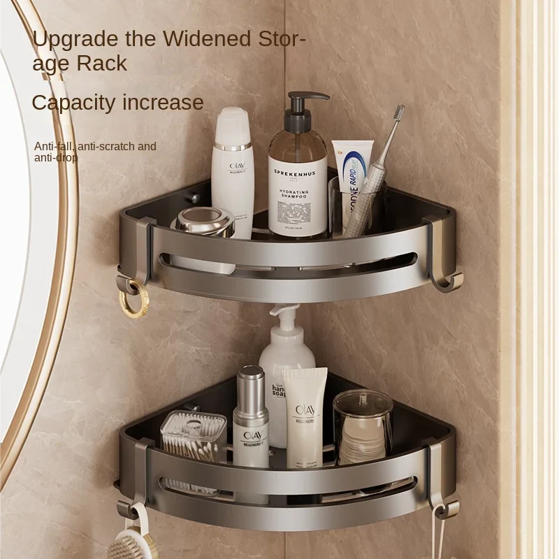 Modern Gun Grey Aluminum Bath Towel Rack Integrated Hanger Toilet Six-Piece Bathroom Accessories Set