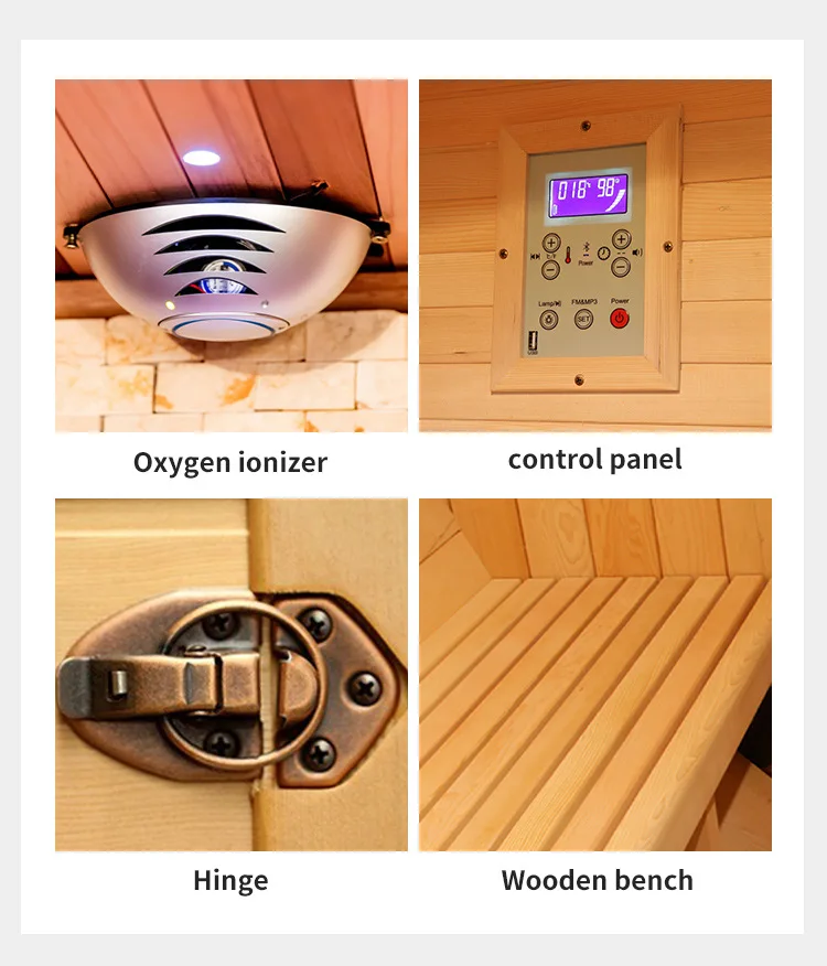 Luxury 1-Person Modern Cedar Electric Sauna Room with Red Cedar Solid Wood and Dry Steam Stove for Apartment or Villa