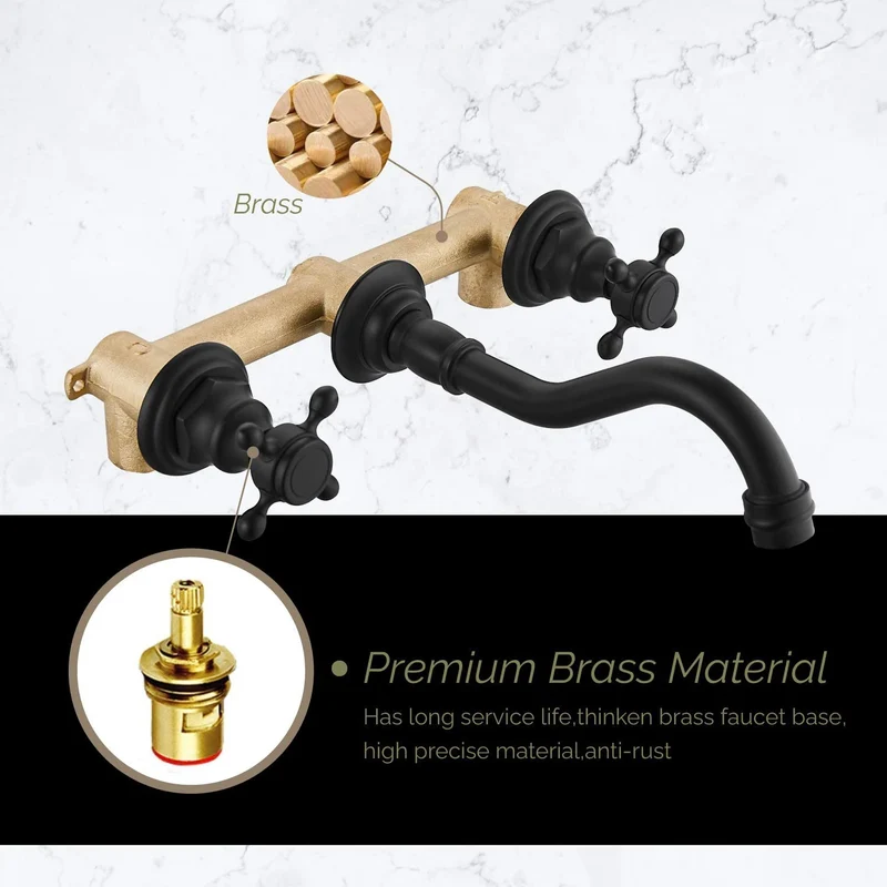 Double Handle Three Holes Bathroom Faucet Black Bronze Home Improvement Accessories Brass Bathroom Faucet 360 Rotation Crane