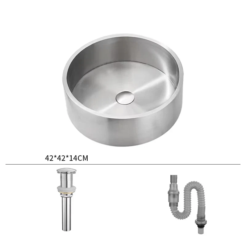 Modern Hotel Vanity Vessel Sink Stainless Steel Brushed Pop Drain Featuring Stylish Single Hole Drainer Easy Clean Eco-Friendly