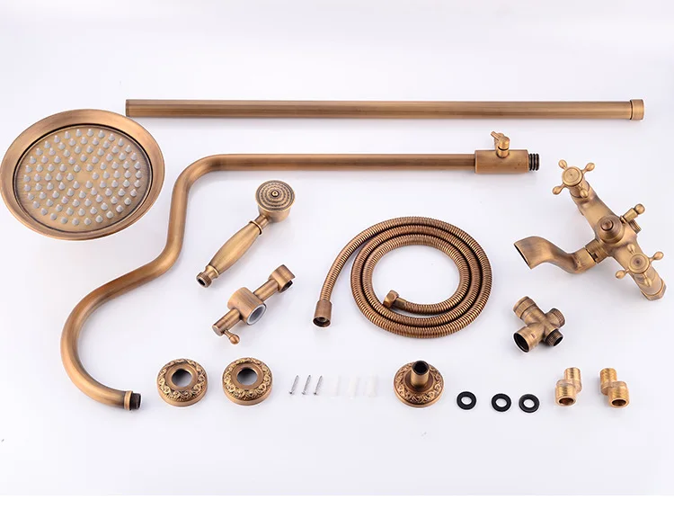 Modern European-Style Brass Bathroom Shower Suite Dual Handle Wall-Mounted Shower Faucet Slide Bar Ceramic Valve Core Rain Spray