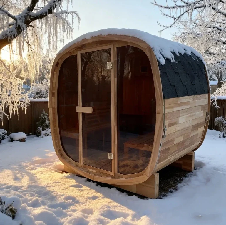 Popular Outdoor Cedar Solid Wood Cube Sauna Traditional Finnish Sauna Steam Heated for comfort and Relaxation