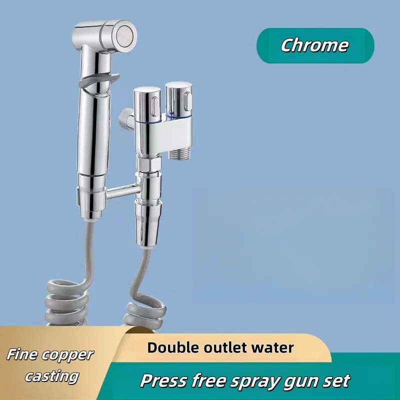Hot Sale Portable Toilet Sprayer Bathroom Bidet Sprayer Set High Pressure Double Outlet Corner Cleaning Toilet Set