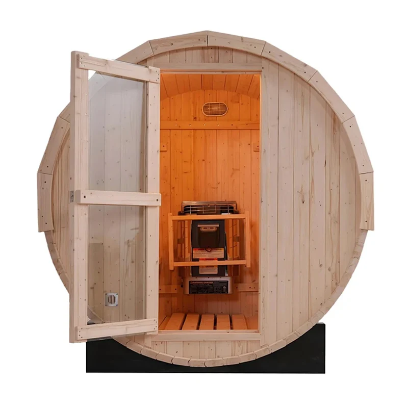 10% Off Pine Electric Steam Sauna Barrel for 4 People Outdoor Commercial Use Traditional Discount Promotion Outdoor Sauna