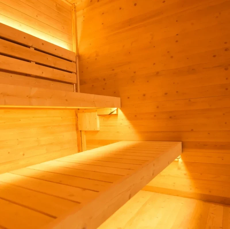 Durable Thermo Wood Outdoor Cube Sauna 4-6 People Capacity Canadian Spruce Sauna House with Heater
