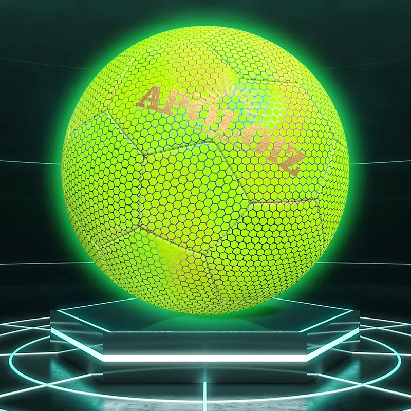 Custom Holographic Soccer Ball Luminous Light Football Glowing in the Dark Soccer Ball Size 4 5 PU Football for Sport Training