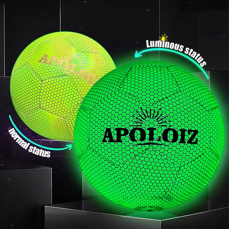 Custom Holographic Soccer Ball Luminous Light Football Glowing in the Dark Soccer Ball Size 4 5 PU Football for Sport Training