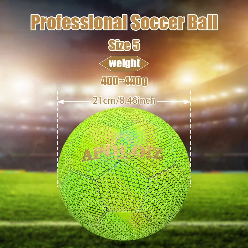 Custom Holographic Soccer Ball Luminous Light Football Glowing in the Dark Soccer Ball Size 4 5 PU Football for Sport Training