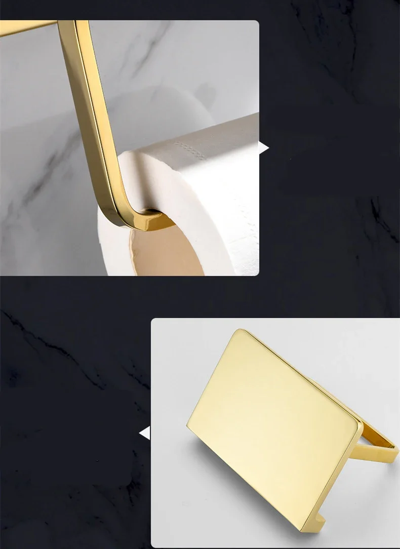 Stainless Steel Gold Bathroom & Kitchen Paper Holder with Shelf Gold Toilet Tissue Storage Rack