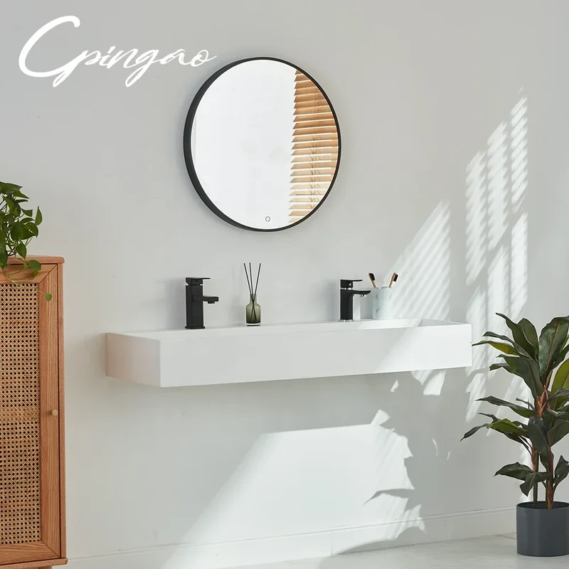 Cpingao New Design High Quality White Solid Surface Hand Wall Hung Wash Basin for Home Hotel