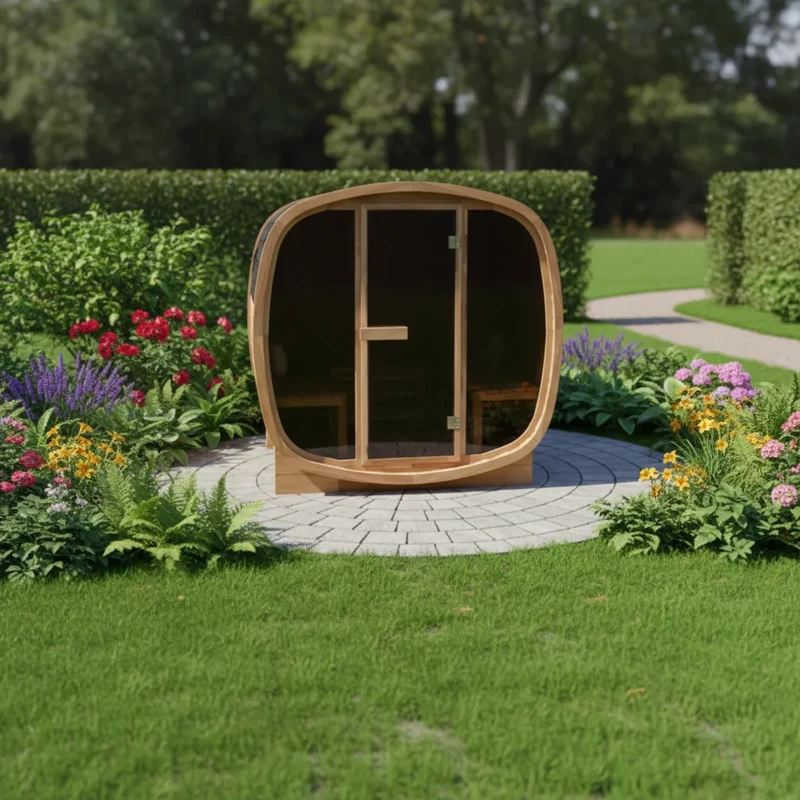 10% OFF - in Stock & Ready to Ship! 4-Person Outdoor Sauna in Natural Red Cedar for Aromatic Wellness