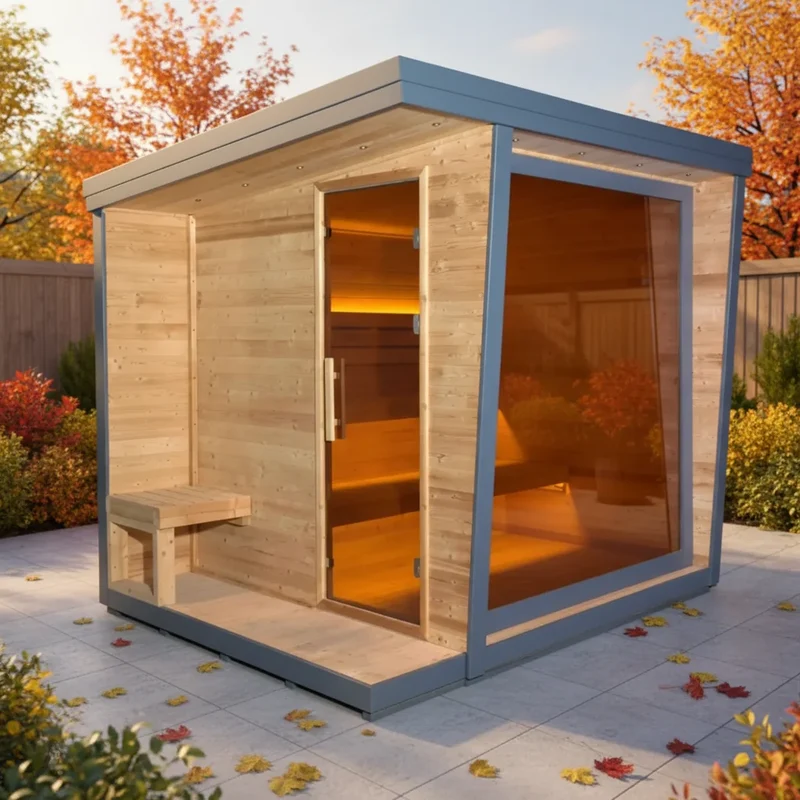 Long-Lasting Carbonized Spruce Outdoor Sauna Room Waterproof 6 Person Traditional Dry Sauna House with Heater