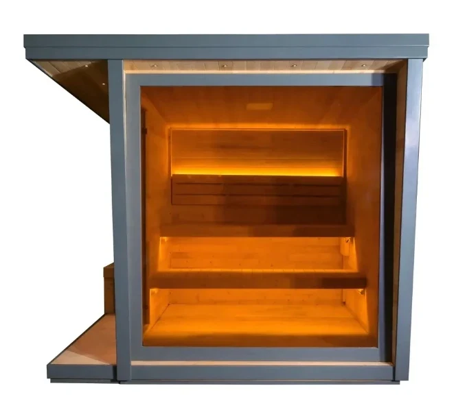 Long-Lasting Carbonized Spruce Outdoor Sauna Room Waterproof 6 Person Traditional Dry Sauna House with Heater