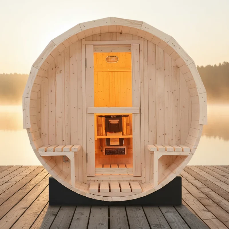 3 Days Delivery Extra Large 4-6 Person Outdoor Solid Wood Barrel Sauna Premium Natural White Spruce Wood in USA Warehouse