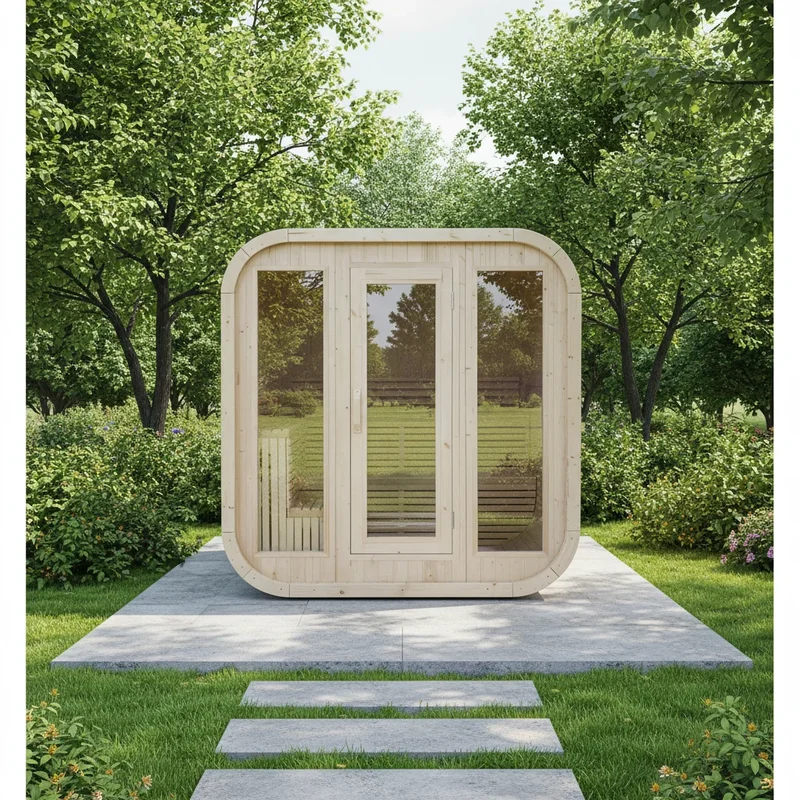 Large Outdoor Traditional White Spruce 4-6 People Double Layer L-Shaped Bench Electric Stove Sauna for Villa Backyard USA Stock