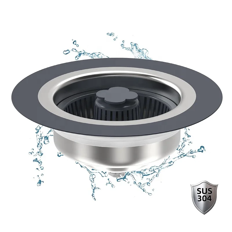 Upgraded 3 in 1 Kitchen Sink Drain Strainer & Stopper Kit, 304 Stainless Steel Pop-up Kitchen Drain with Strainer Basket