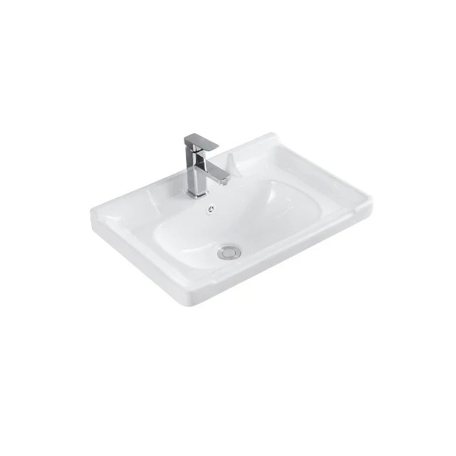 Modern Classic Rectangular Single-Hole Faucet Mount Lavatory Sink Solid Surface Washbasin Single-Hole Faucet Bathroom Vanity
