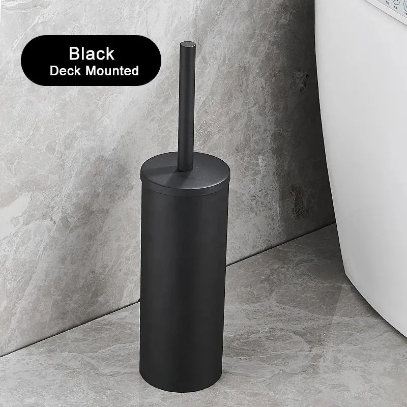 Bathroom Black Gold 304 Stainless Steel Toilet Brush Set Toilet Bowl Cleaner Brush and Holder Cleaning Tool Standing